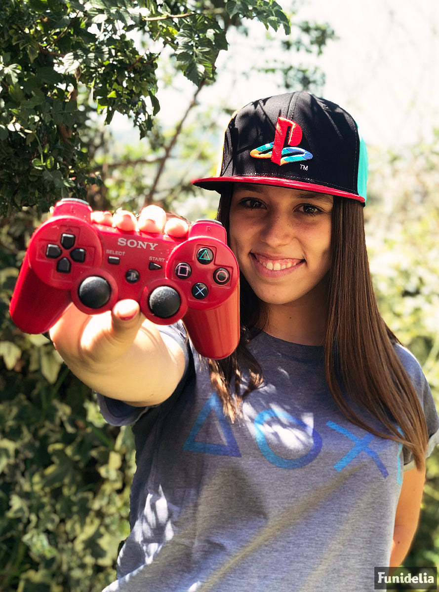 T-shirt boutons PlayStation gris pour femme