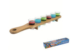 1x lot de 6 verres shooter sur planche en bois 40x7cm