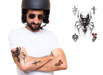 carte 5 tatouages temporaires motifs biker