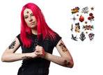 carte 15 tatouages temporaires motifs vintage