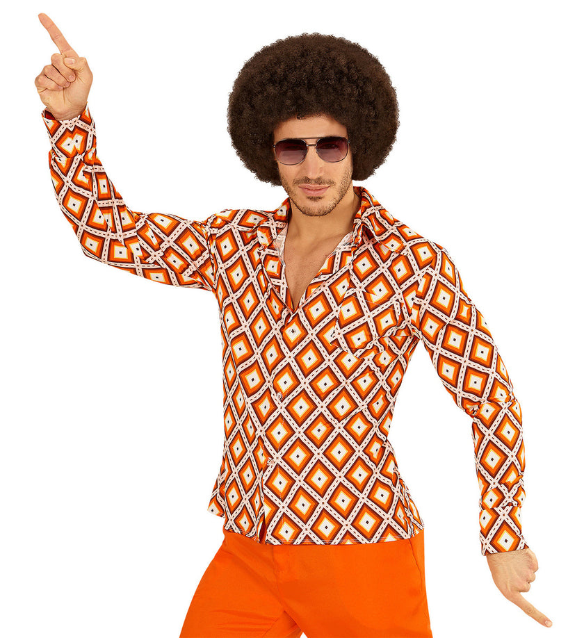 Chemise retro losanges années 70 homme