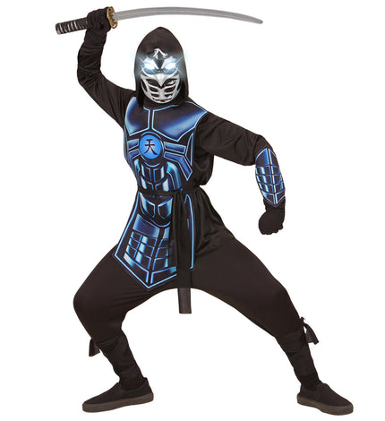 Déguisement cyber ninja bleu enfant