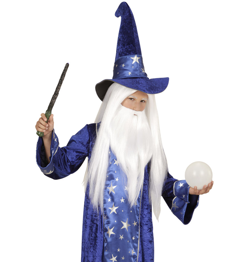 Perruque magicien merlin avec barbe enfant