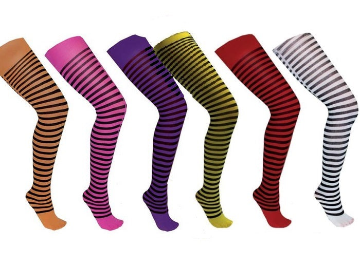 collant pour femme panty à rayures jaune