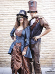Chapeau Steampunk noir avec boucle et plumes adulte