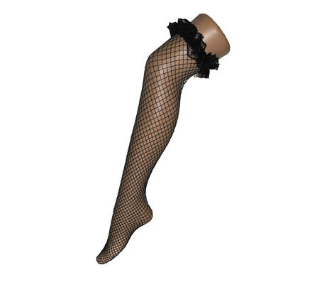 paire de bas pour femme à résille noir & dentelles