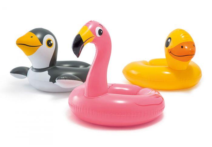 bouée gonflable avec tête animal flamant rose 76x55cm