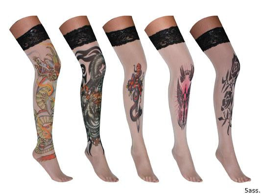 paire de bas pour femme tatoo blanc