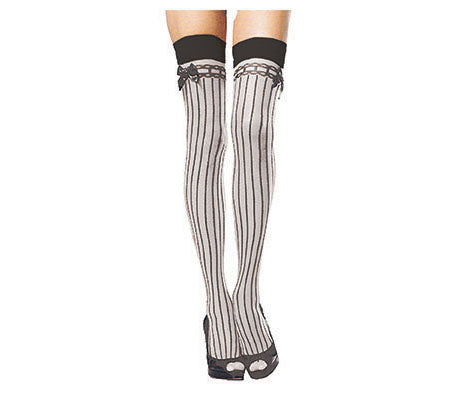paire de bas rayé pour femme blanc & noir