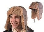 chapeau chapka aviateur pilote avec peluche marron