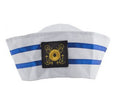 béret de marin blanc avec rayures bleu et écusson