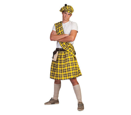 déguisement d'écossais homme jaune 4pcs taille unique