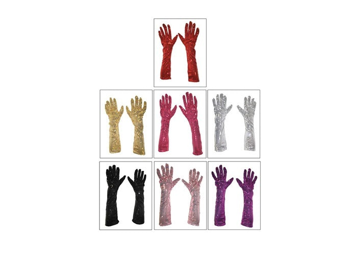 paire de gants à sequins longs violet 45cm