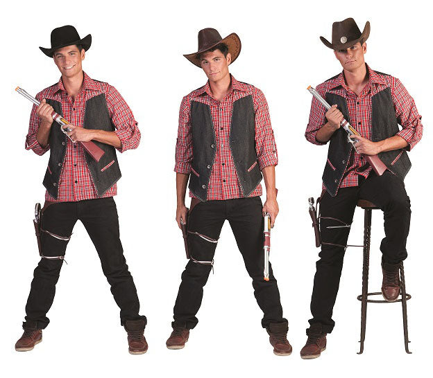 gilet de cowboy noir adulte