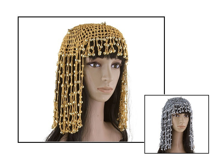 coiffe longue or avec perles 35cm
