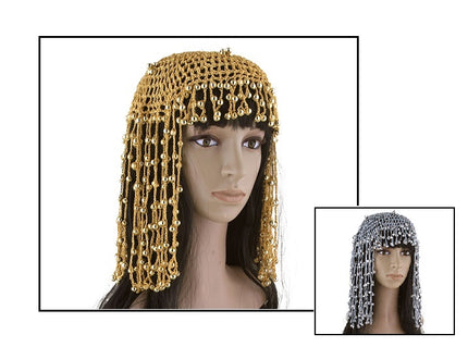 coiffe longue or avec perles 35cm