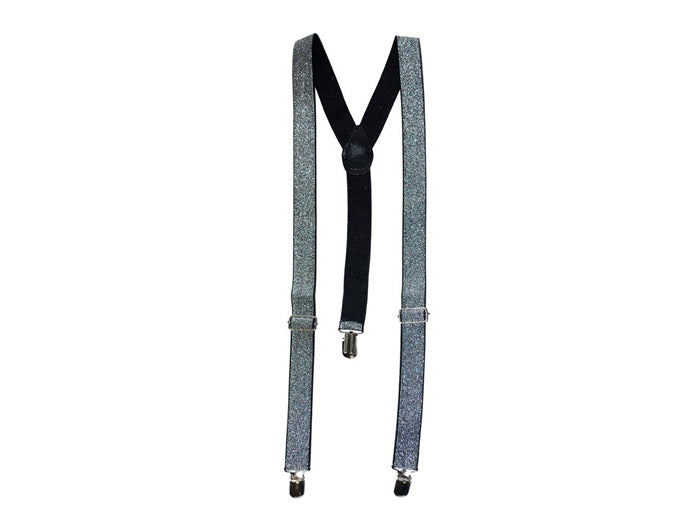 bretelles noir scintillantes argent