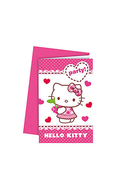 6 invitations Hello Kitty - Hello Kitty Hearts