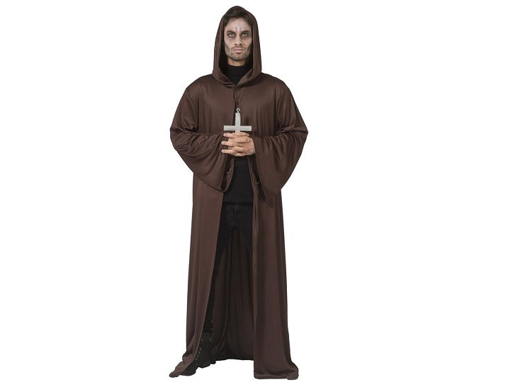 cape longue avec capuche marron adulte
