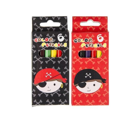 lot de 6 crayons de couleur pirate 8,5cm