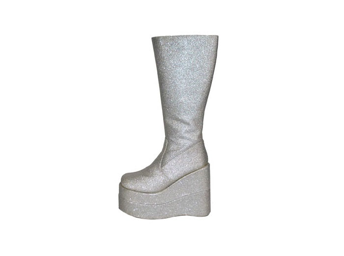 paire de bottes à paillettes haute argent pointure 44-45