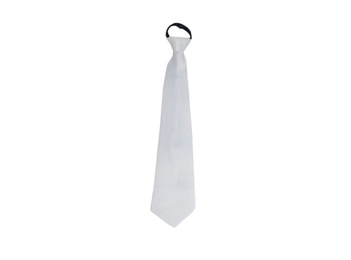 cravate unie blanc 46cm