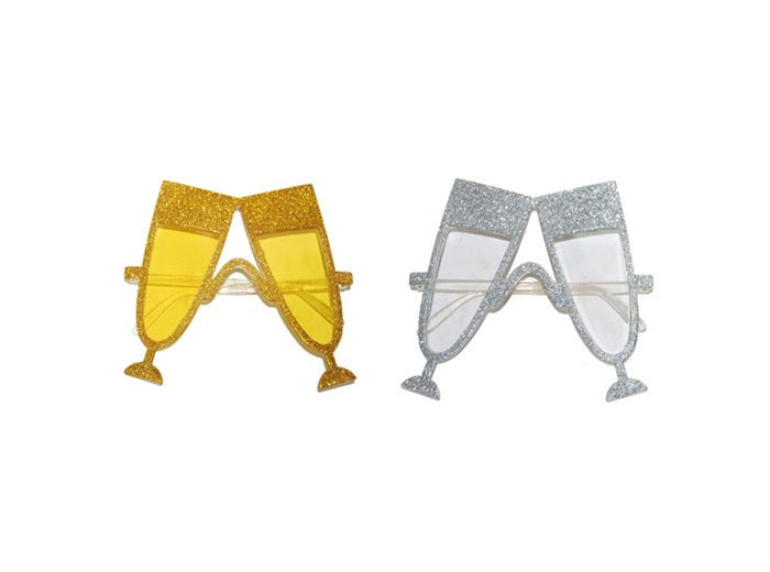 lunettes gag verres champagne à paillettes mix 14x13cm