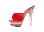 paire de chaussures à talon & moumoute rouge pointure 42-43
