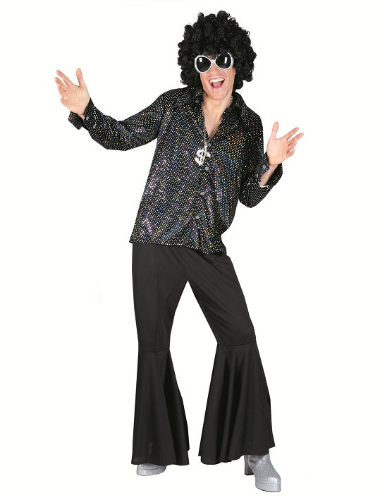 chemise disco à sequins noir