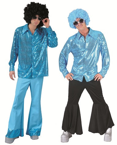 chemise disco à sequins turquoise