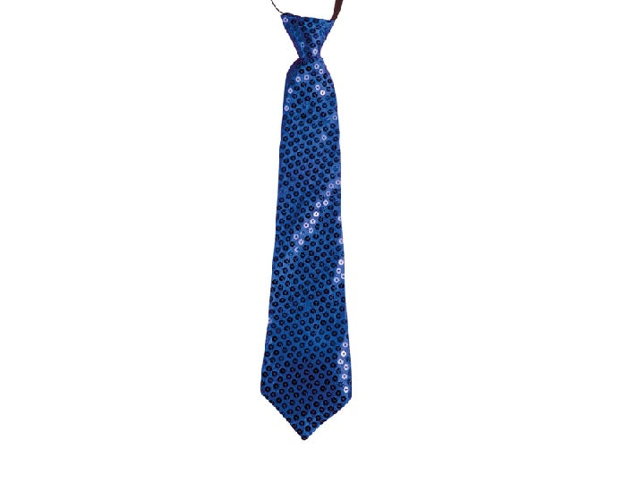 cravate à sequins bleu 46cm