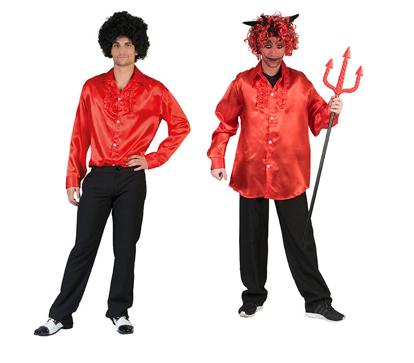 chemise satinée rouge homme