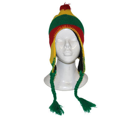 bonnet péruvien avec pompon rouge jaune vert