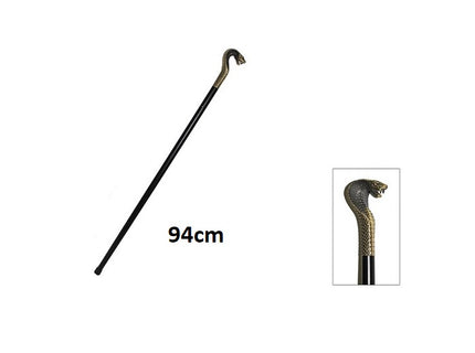 canne métallique droite motif serpent or luxe 94cm