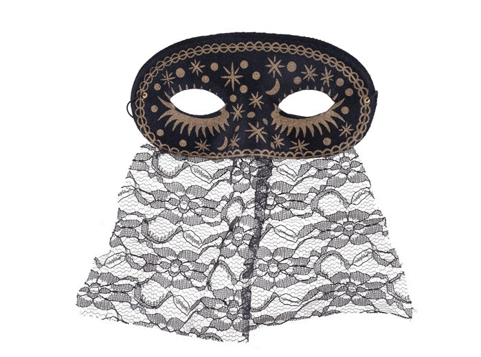 loup avec motifs et bavette dentelle noir adulte