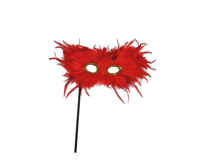 loup avec baguette et plumes rouge