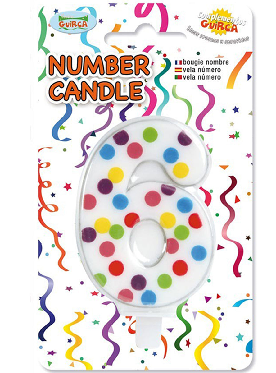 Bougie d'Anniversaire Confetti Chiffre 6