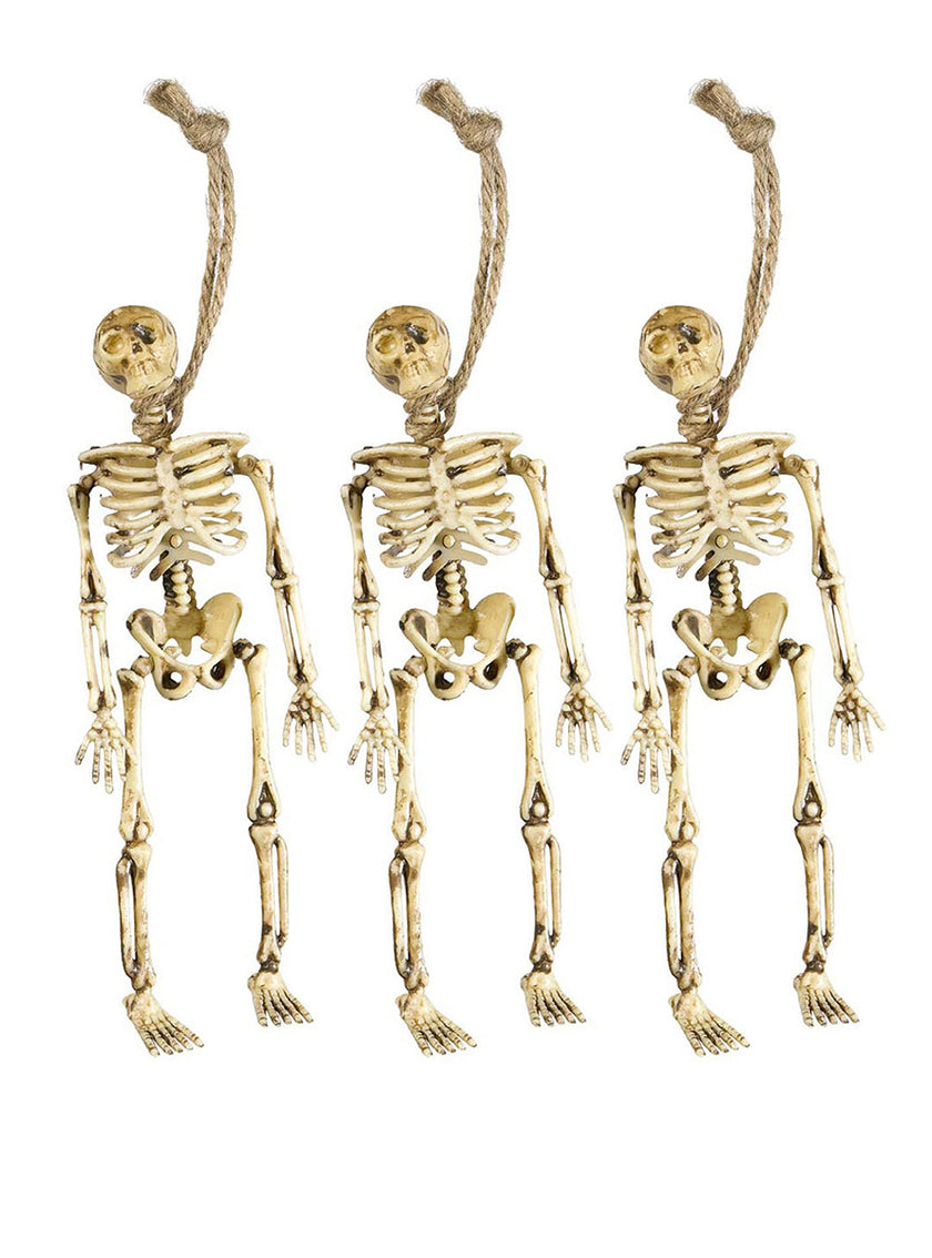 3 squelettes Halloween suspendus (15 cm)