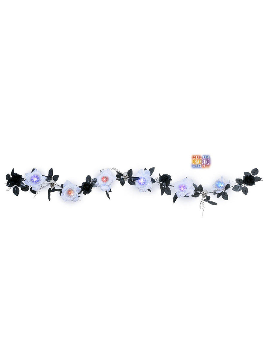 Guirlande de morts et roses blanches à lumière changeante