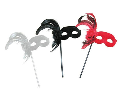 masque loup avec plumes et baguette mix 30cm