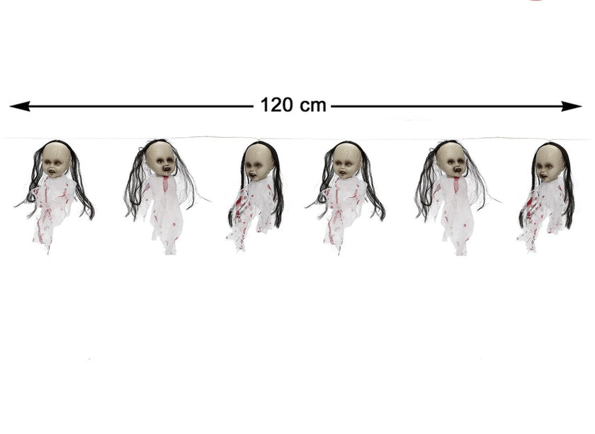 guirlande lumineuse led avec têtes bébés poupées zombies 1.2m
