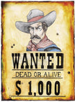 Panneau Wanted du far West