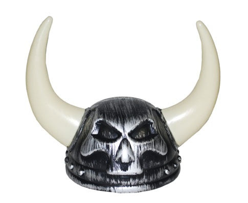 casque de viking crâne avec cornes argent/ivoire