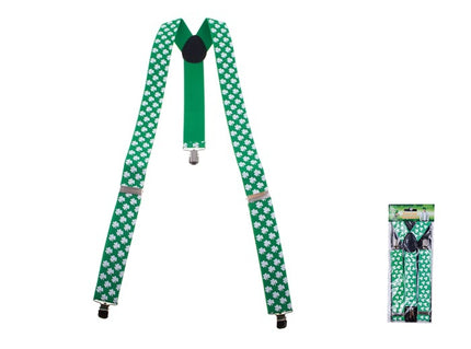 bretelles vert avec motifs trèfle