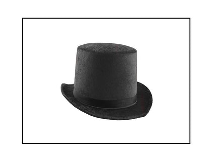 chapeau haut de forme velours noir 15cm