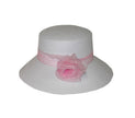 chapeau de femme blanc avec noeud rose