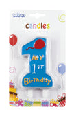 Bougie 1 My 1st Birthday bleu