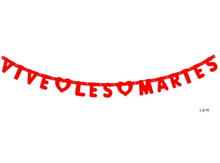 guirlande motif vive les mariés rouge 1.6m