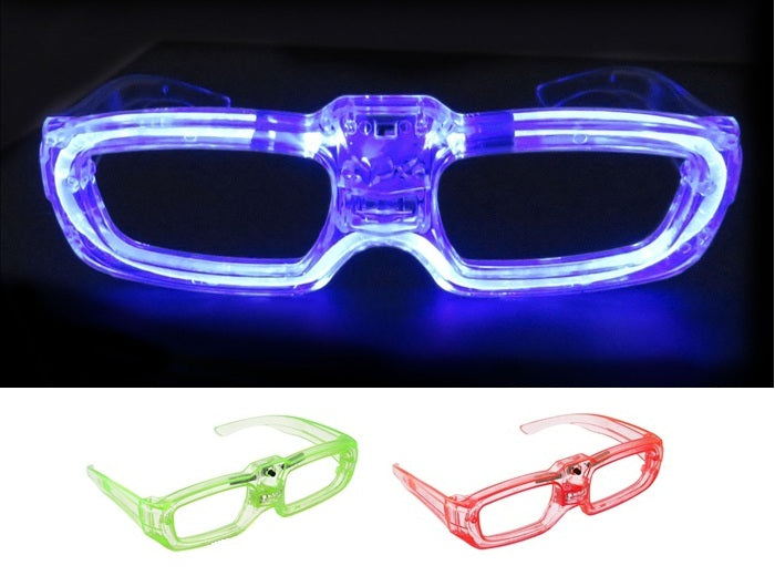 lunettes transparentes lumineuses led's rectangulaire bleu