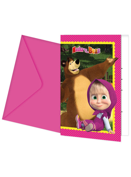 6 invitations Macha et l'ours